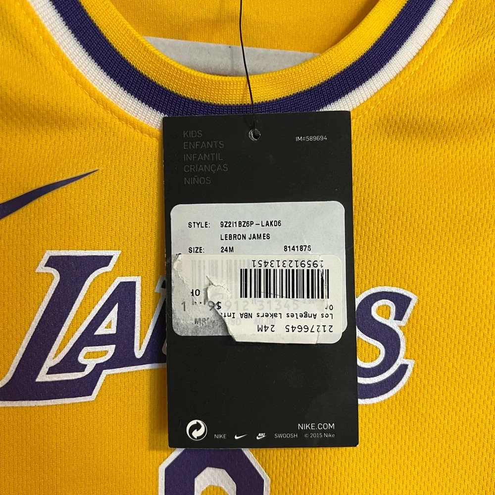 Nike Kids Lakers Gold Basketball Jersey - Picture 7 of 8
